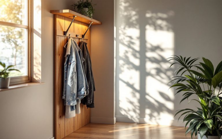 un-porte-manteau-en-bois-fixe-au-mur-dans-un-couloir-elegant-eclaire-par-la-lumiere-naturelle-qui-filtre-a-travers-une-fenetre-creant-une-atmosphere-accueillante