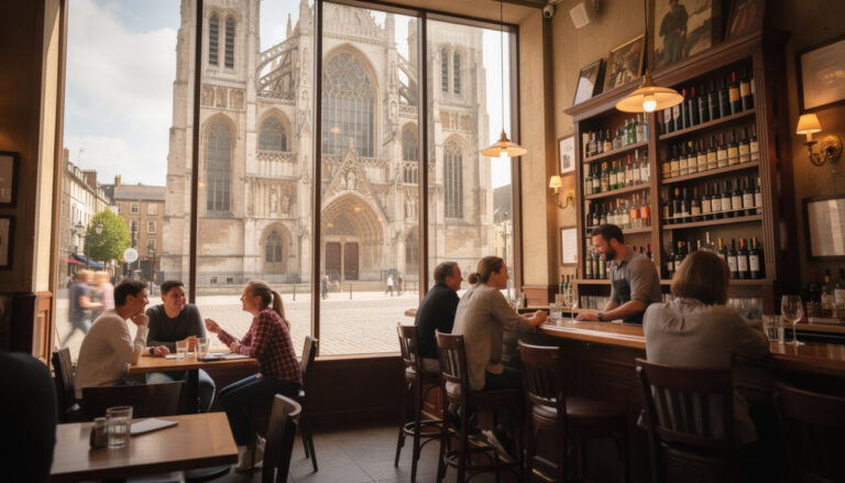 découvrez un bar chaleureux et convivial situé au cœur du quartier, à seulement quelques pas de la cathédrale, pour des moments agréables entre amis.